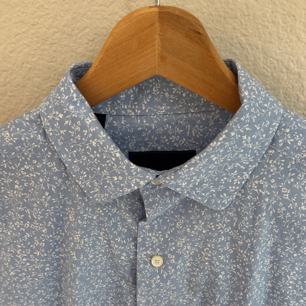 David Donahue Blue Floral Casual Shirt